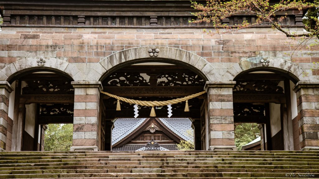 Japan, Ishikawa, Kanazawa. Helgedomen Oyama i stadsdelen Nagamachi. Shrine Oyama. Shinto.